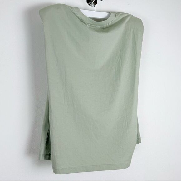 ARITZIA BABATON Shoulder Pad Tee Shirt 100% Cotton NWT Sleeveless Top - Picture 6 of 16